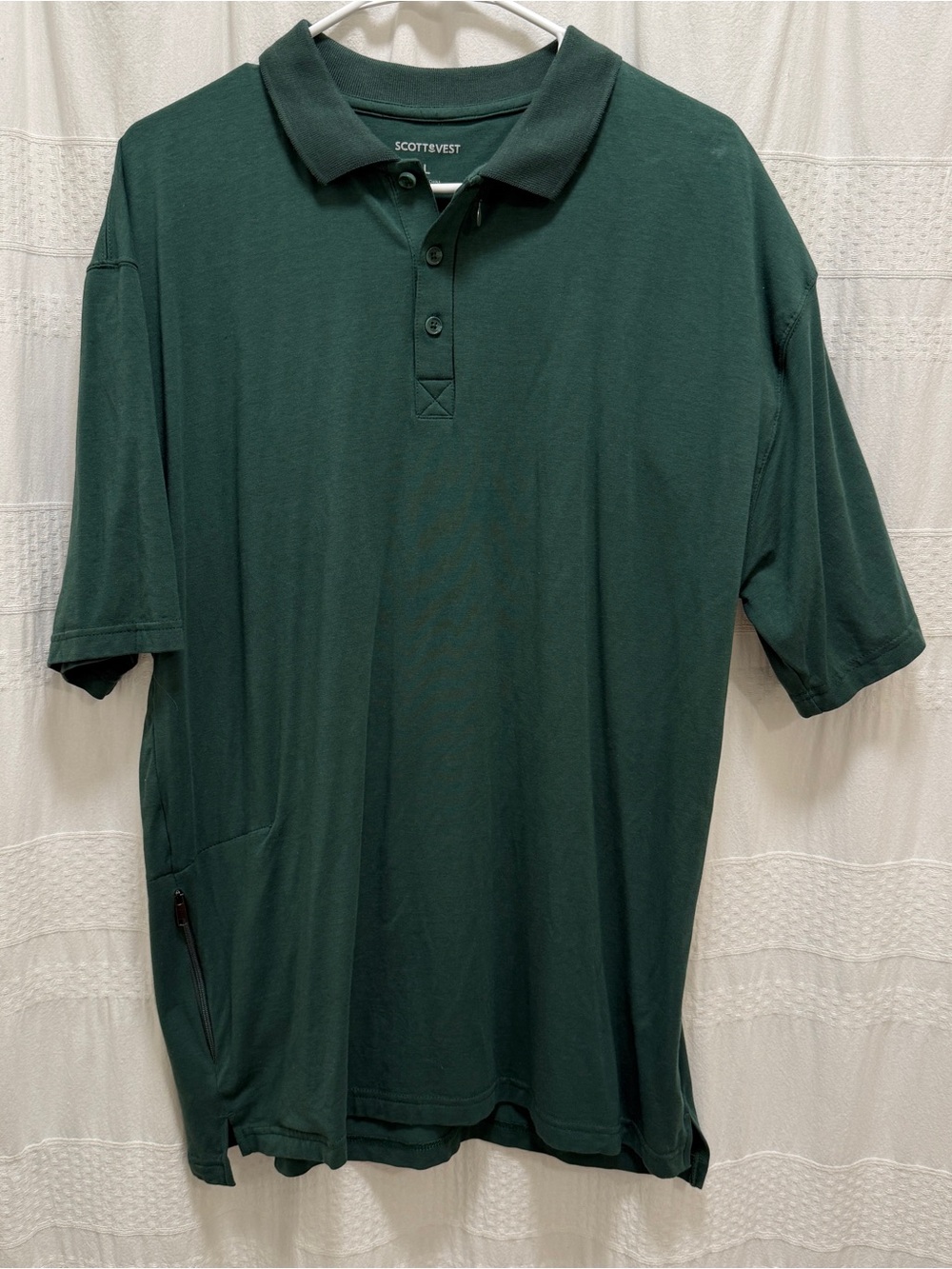 SCOTTeVEST TEC Polo Green Men’s Large Hidden Pocket Bamboo Stretch